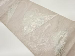 紗 扇に草花・荒波模様織出し袋帯